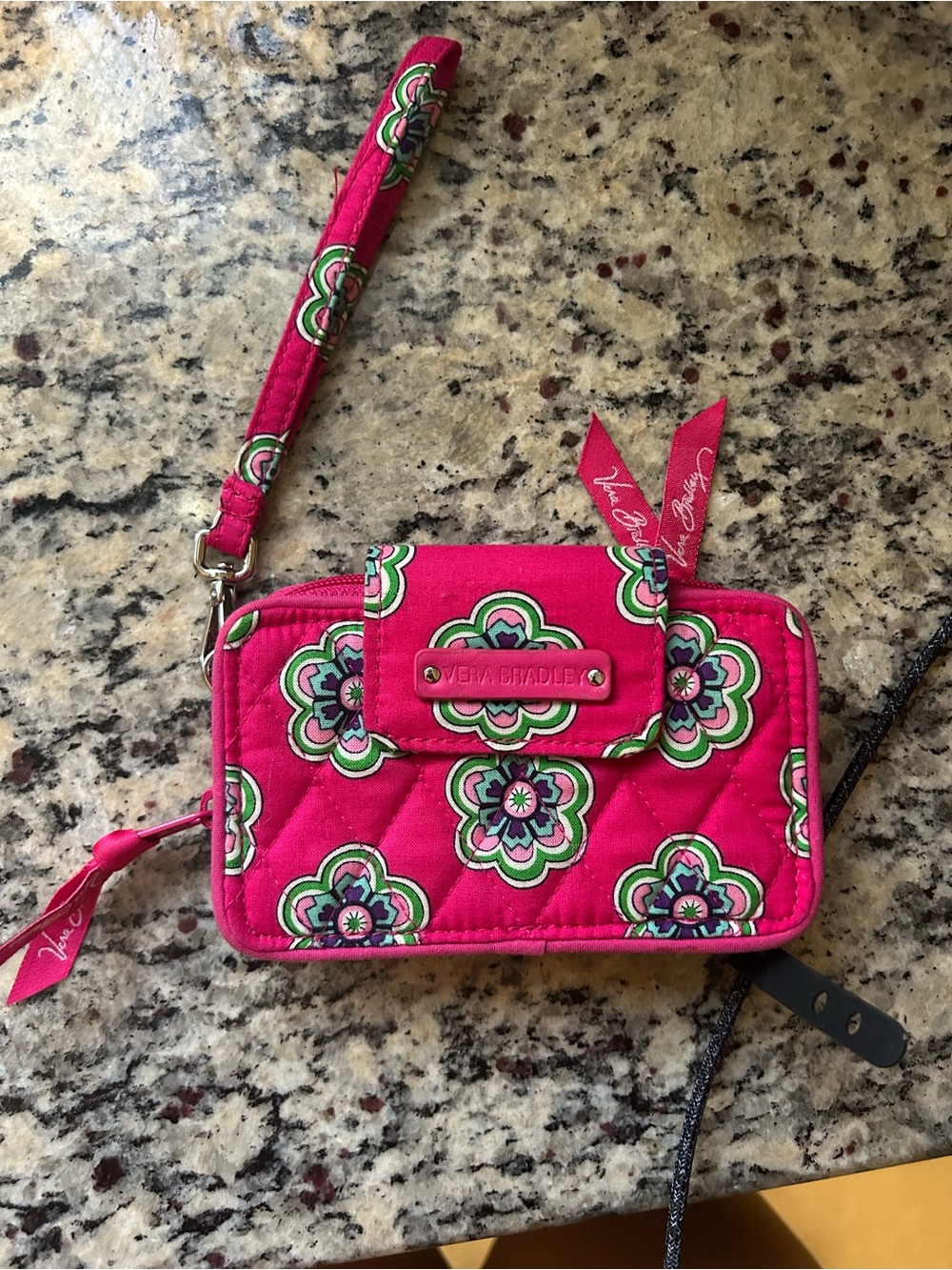 Vera Bradley Hot Pink Quilted Floral Wristlet